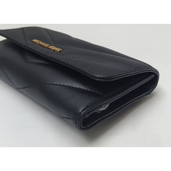Michael Kors Jet Set Travel Black Quilted Leather Trifold Wallet - NWT $328 - Picture 7 of 16